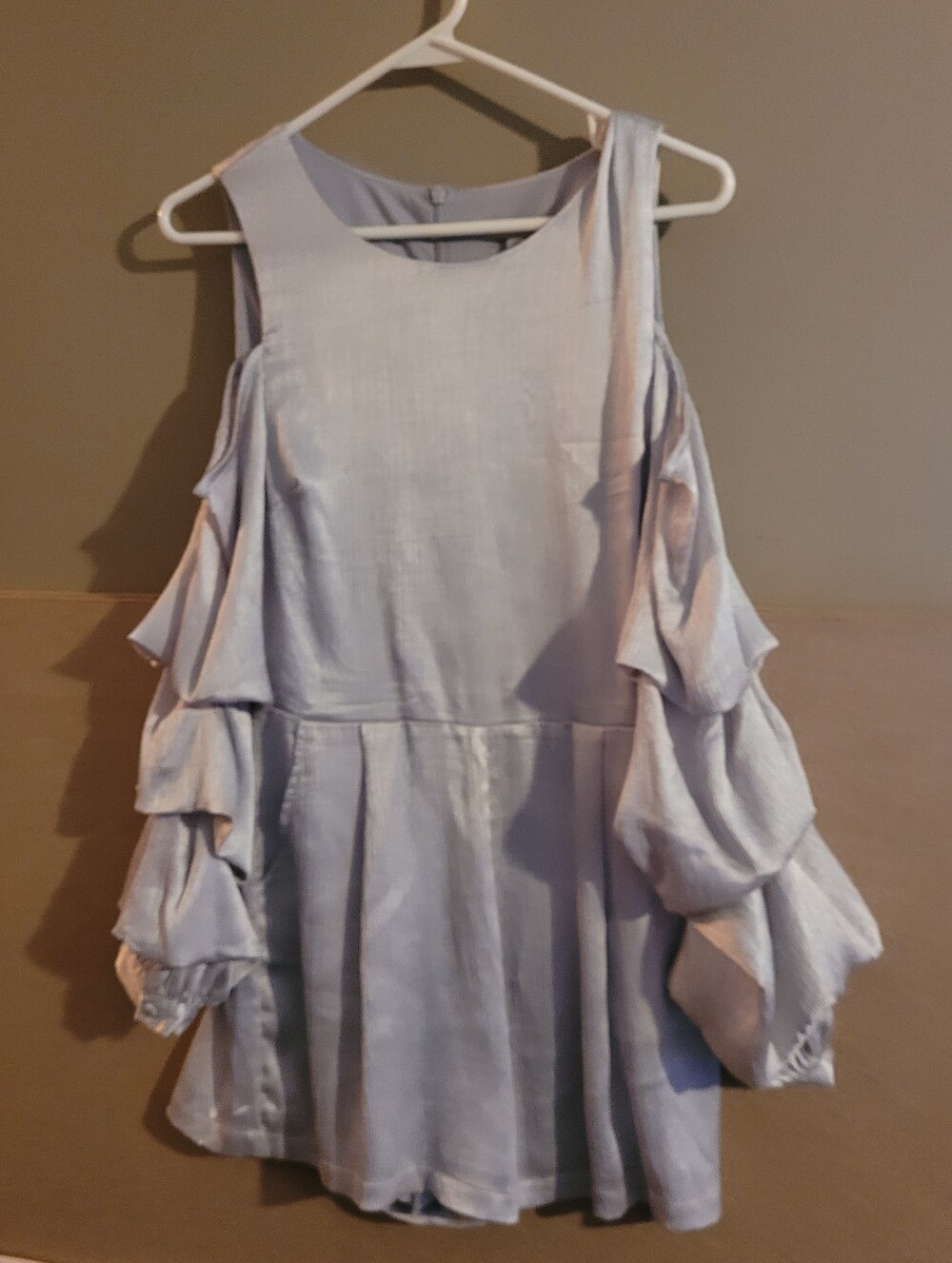 Gianni Bini Light Blue Cold-Shoulder Ruffle Jumpsuit Nwt